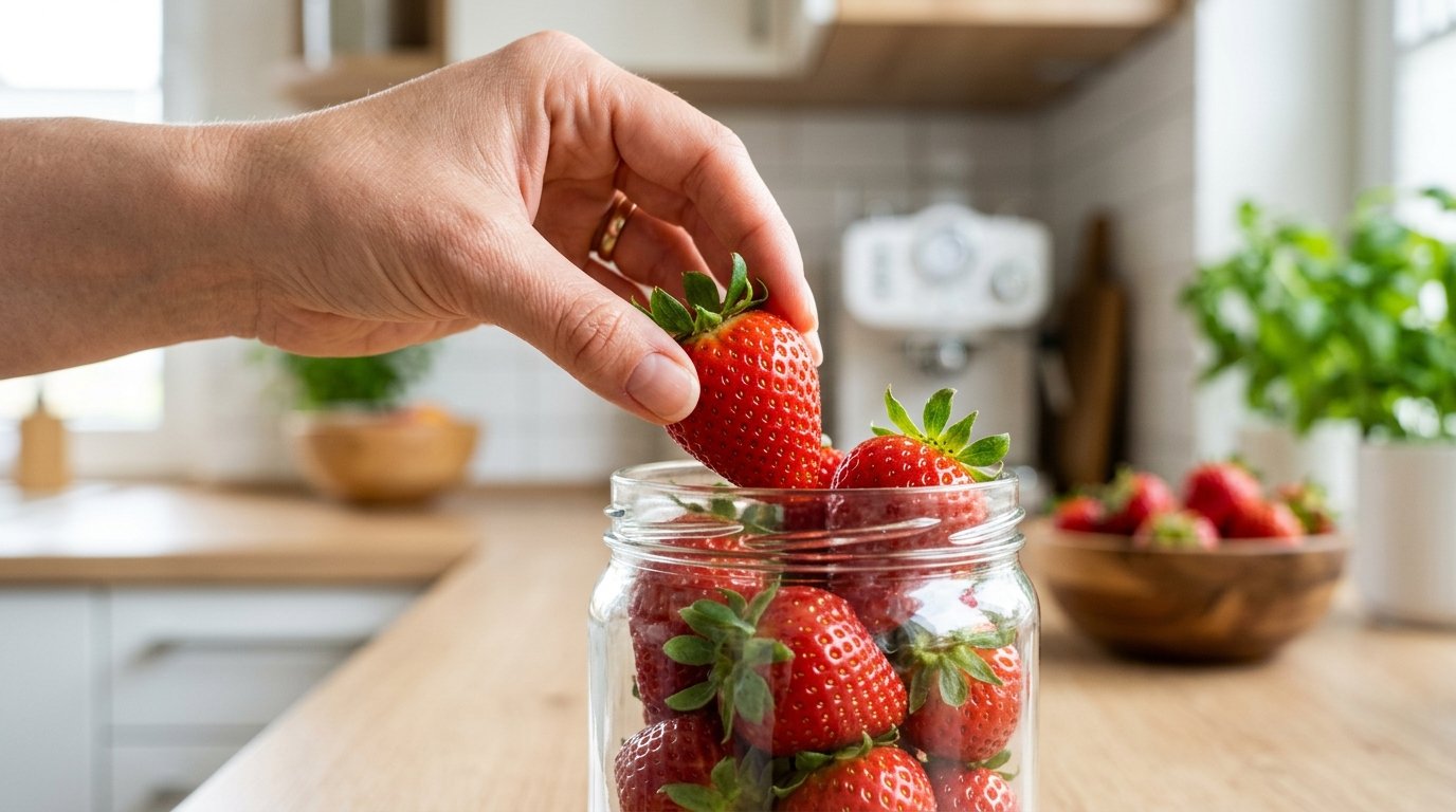 entdecken Sie die beste Methode zur richtigen Erdbeeren-Lagerung, die diese Beeren tagelang frisch hält und nur wenige Sekunden dauert