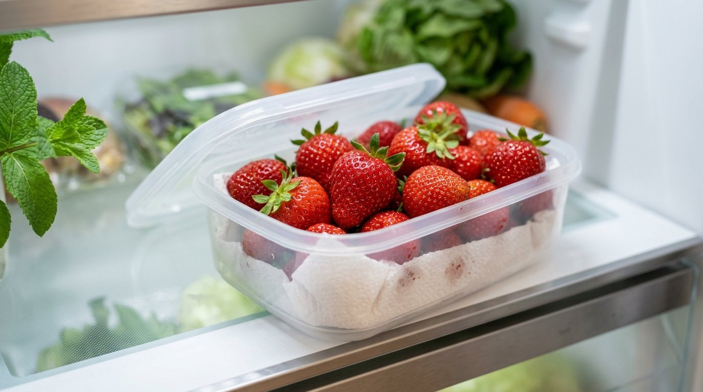 entdecken Sie die besten Tipps zur längeren Lagerung von Erdbeeren im Kühlschrank und vermeiden Sie häufige Fehler wie sofortiges Waschen